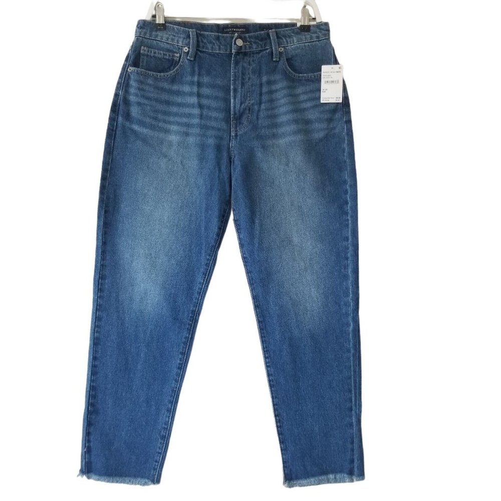 Lucky Brand Womens High Rise Drew Mom Straight Jeans Tapered Raw Hem Size 10/30